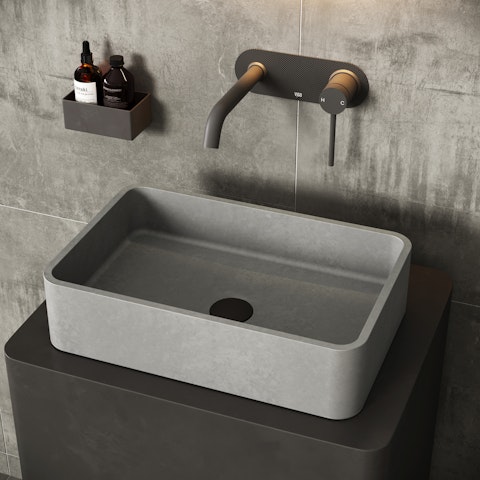 Cordoba Gothic Gray Concreto Stone 20 in. L x 13 in. W x 5 in. H Rectangular Vessel Bathroom Sink - image 7 - other
