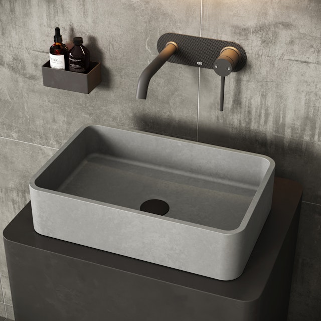 Cordoba Gothic Gray Concreto Stone 20 in. L x 13 in. W x 5 in. H Rectangular Vessel Bathroom Sink - image 7 - other