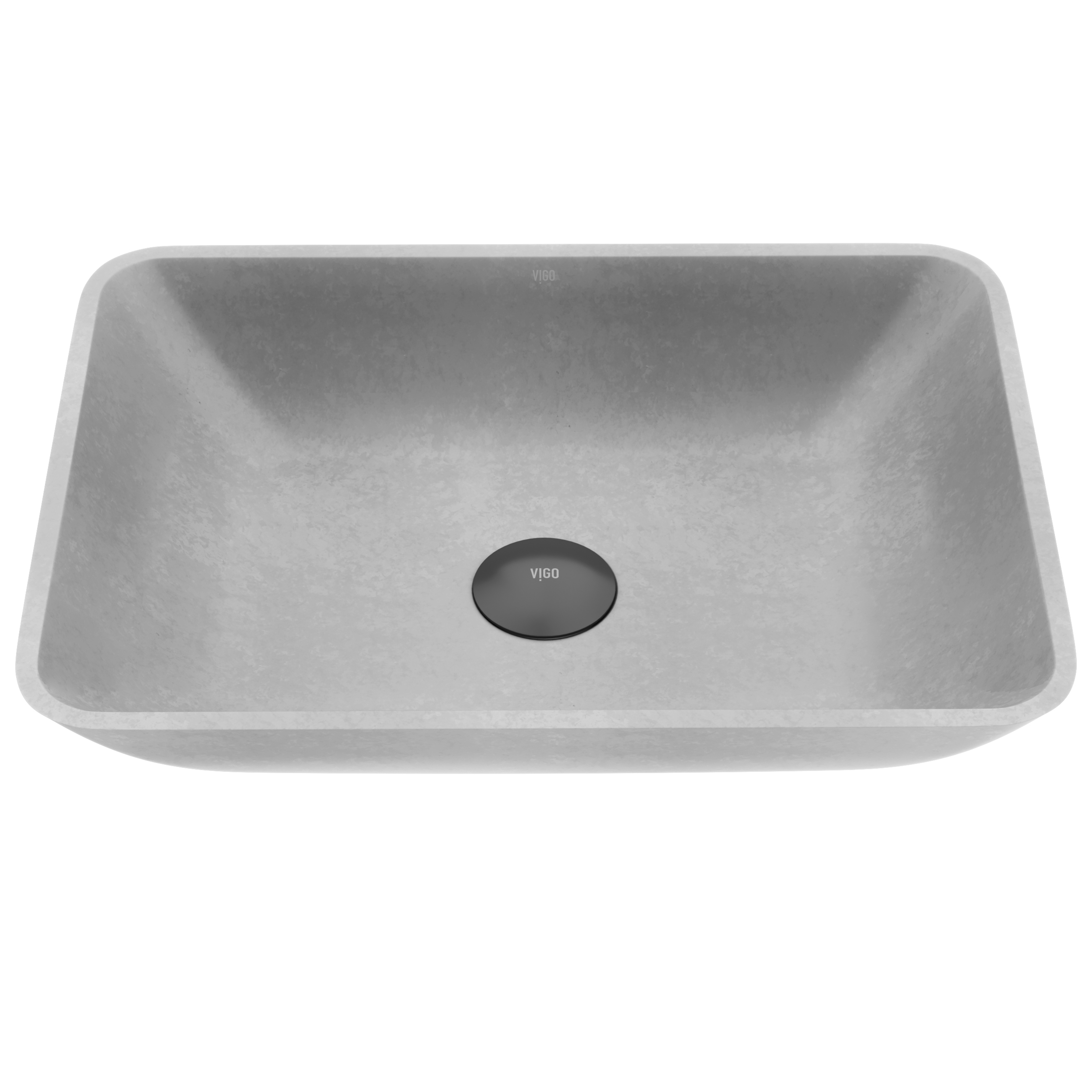 Duomo Gothic Gray Concreto Stone 18 in. L x 13 in. W x 4 in. H Rectangular Vessel Bathroom Sink