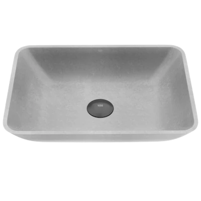 Duomo Gothic Gray Concreto Stone 18 in. L x 13 in. W x 4 in. H Rectangular Vessel Bathroom Sink