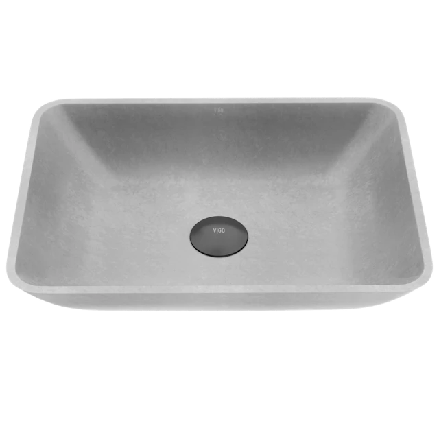 Duomo Gothic Gray Concreto Stone 18 in. L x 13 in. W x 4 in. H Rectangular Vessel Bathroom Sink - angle 1 - other