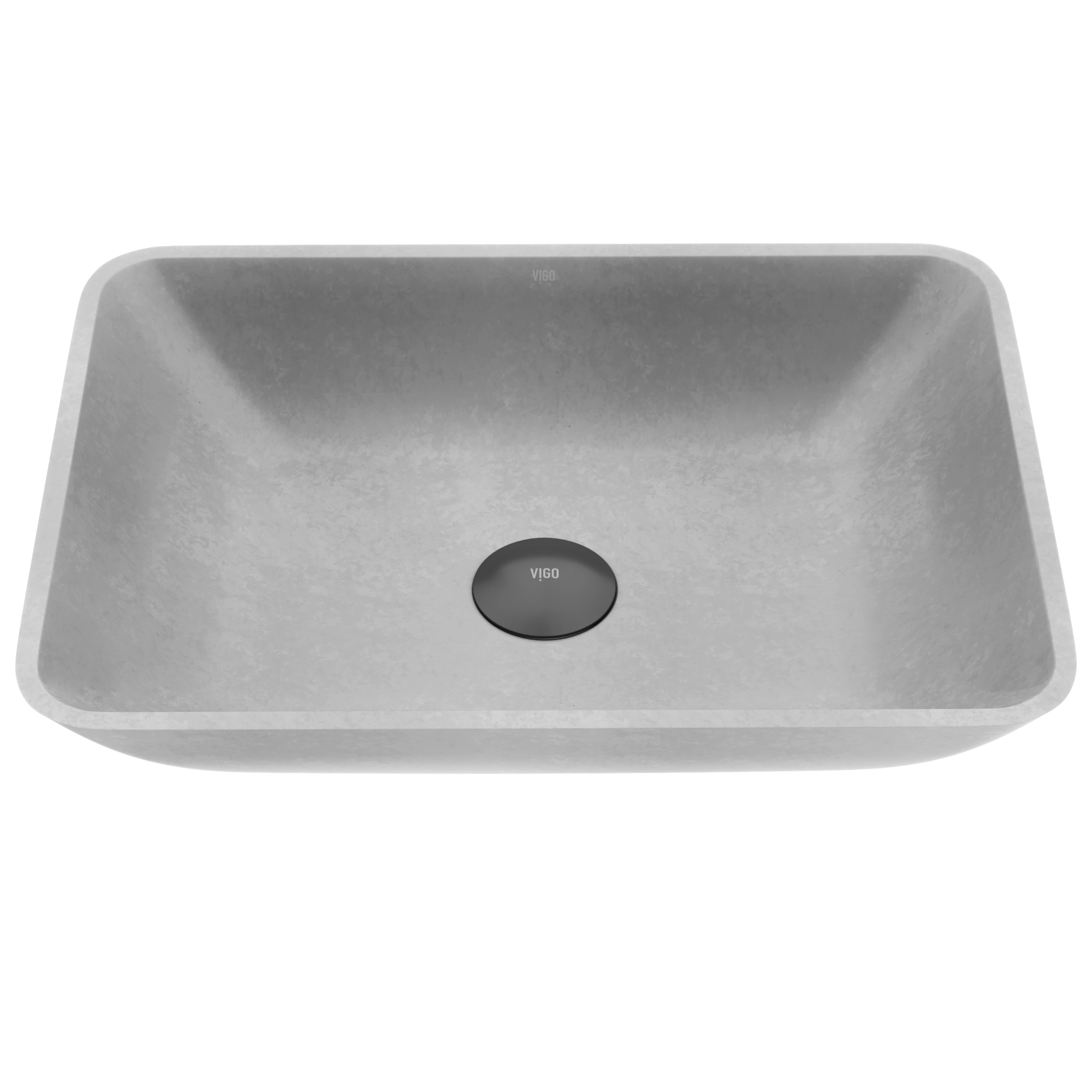Duomo Gothic Gray Concreto Stone 18 in. L x 13 in. W x 4 in. H Rectangular Vessel Bathroom Sink