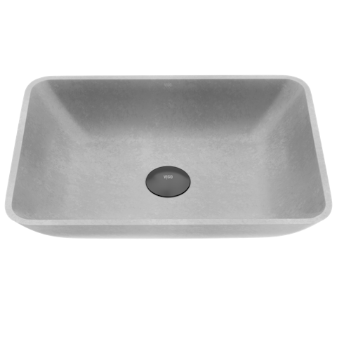 Duomo Gothic Gray Concreto Stone 18 in. L x 13 in. W x 4 in. H Rectangular Vessel Bathroom Sink - image 1 - other
