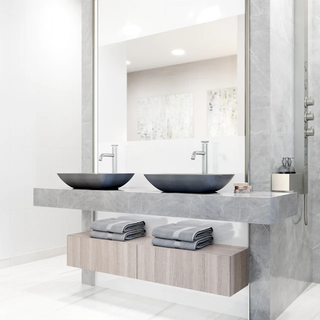 Duomo Gothic Gray Concreto Stone 18 in. L x 13 in. W x 4 in. H Rectangular Vessel Bathroom Sink - angle 4 - other