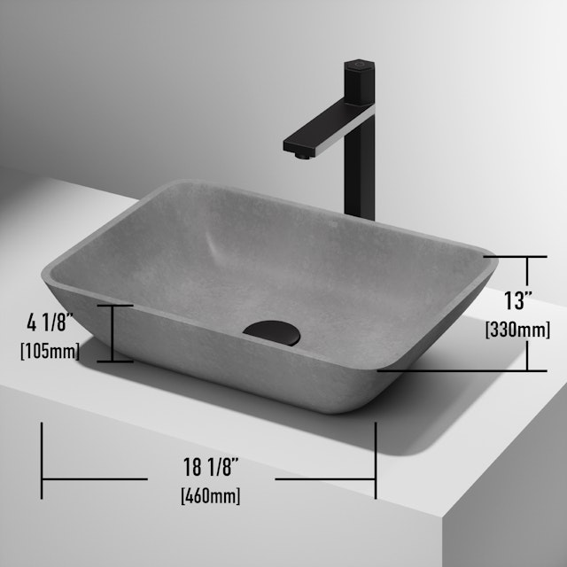 Duomo Gothic Gray Concreto Stone 18 in. L x 13 in. W x 4 in. H Rectangular Vessel Bathroom Sink - image 5 - other