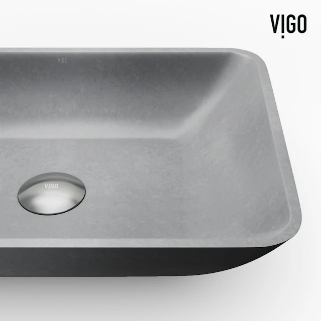 Duomo Gothic Gray Concreto Stone 18 in. L x 13 in. W x 4 in. H Rectangular Vessel Bathroom Sink - angle 7 - other