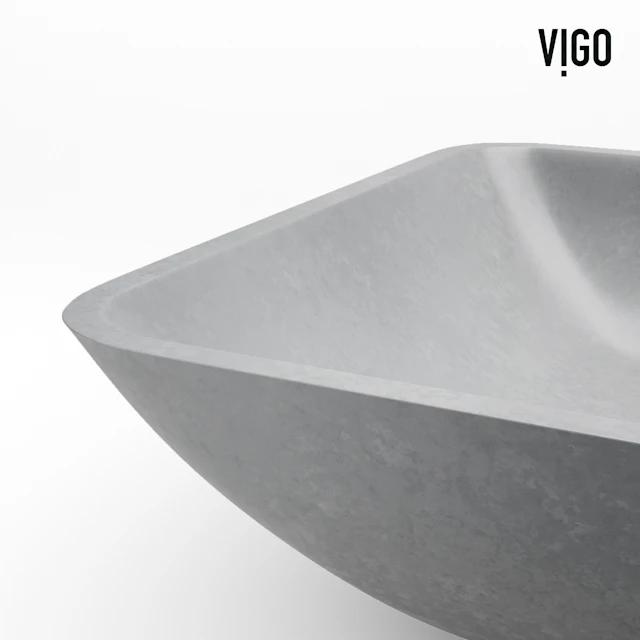 Duomo Gothic Gray Concreto Stone 18 in. L x 13 in. W x 4 in. H Rectangular Vessel Bathroom Sink - angle 8 - other