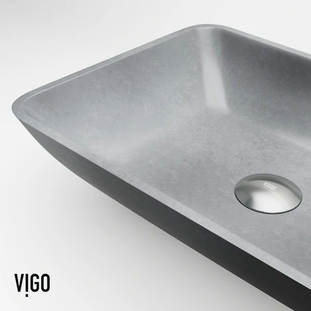 Duomo Gothic Gray Concreto Stone 18 in. L x 13 in. W x 4 in. H Rectangular Vessel Bathroom Sink - angle 9 - other