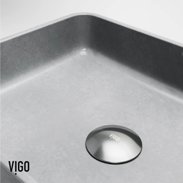 Segovia Gothic Gray Concreto Stone 16 in. L x 12 in. W x 4 in. H Rectangular Vessel Bathroom Sink - angle 10 - other