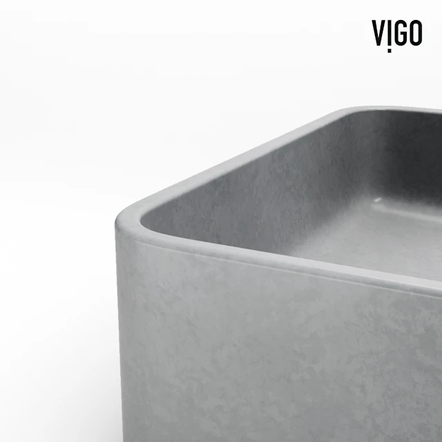 Segovia Gothic Gray Concreto Stone 16 in. L x 12 in. W x 4 in. H Rectangular Vessel Bathroom Sink - angle 11 - other