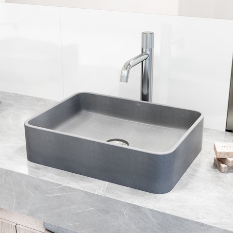 Segovia Gothic Gray Concreto Stone 16 in. L x 12 in. W x 4 in. H Rectangular Vessel Bathroom Sink - image 3 - other