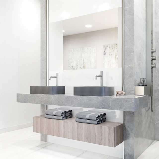 Segovia Gothic Gray Concreto Stone 16 in. L x 12 in. W x 4 in. H Rectangular Vessel Bathroom Sink - angle 4 - other