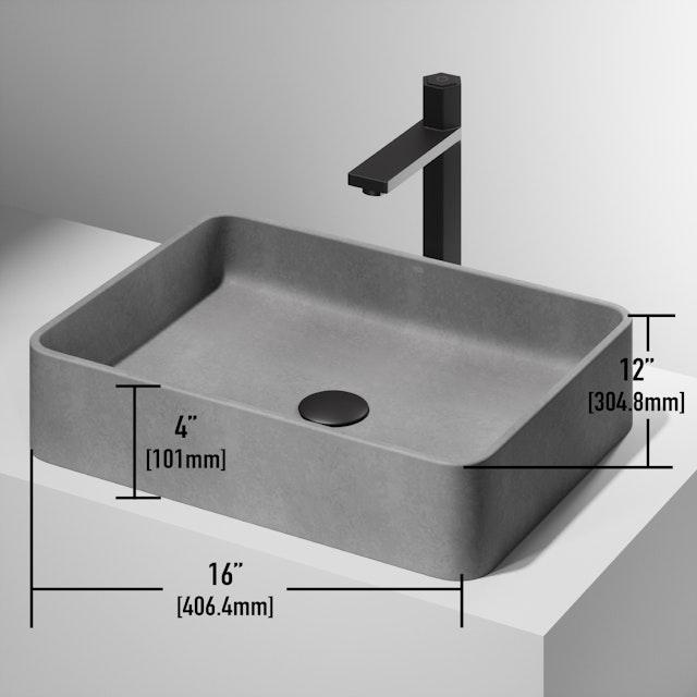Segovia Gothic Gray Concreto Stone 16 in. L x 12 in. W x 4 in. H Rectangular Vessel Bathroom Sink - image 5 - other