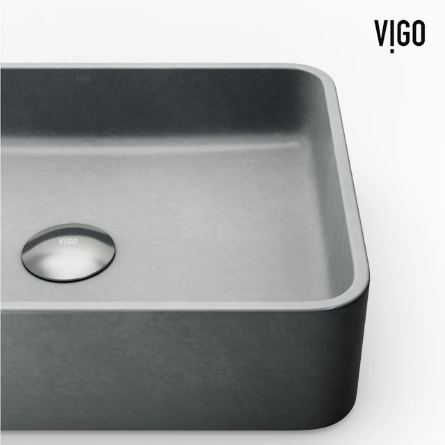Segovia Gothic Gray Concreto Stone 16 in. L x 12 in. W x 4 in. H Rectangular Vessel Bathroom Sink - angle 7 - other