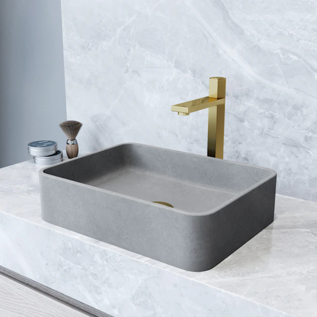 Segovia Gothic Gray Concreto Stone 16 in. L x 12 in. W x 4 in. H Rectangular Vessel Bathroom Sink - angle 8 - other