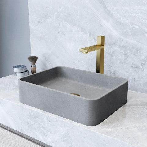 Segovia Gothic Gray Concreto Stone 16 in. L x 12 in. W x 4 in. H Rectangular Vessel Bathroom Sink - image 8 - other