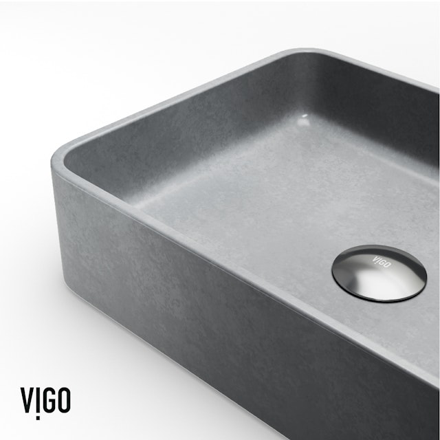 Segovia Gothic Gray Concreto Stone 16 in. L x 12 in. W x 4 in. H Rectangular Vessel Bathroom Sink - image 9 - other
