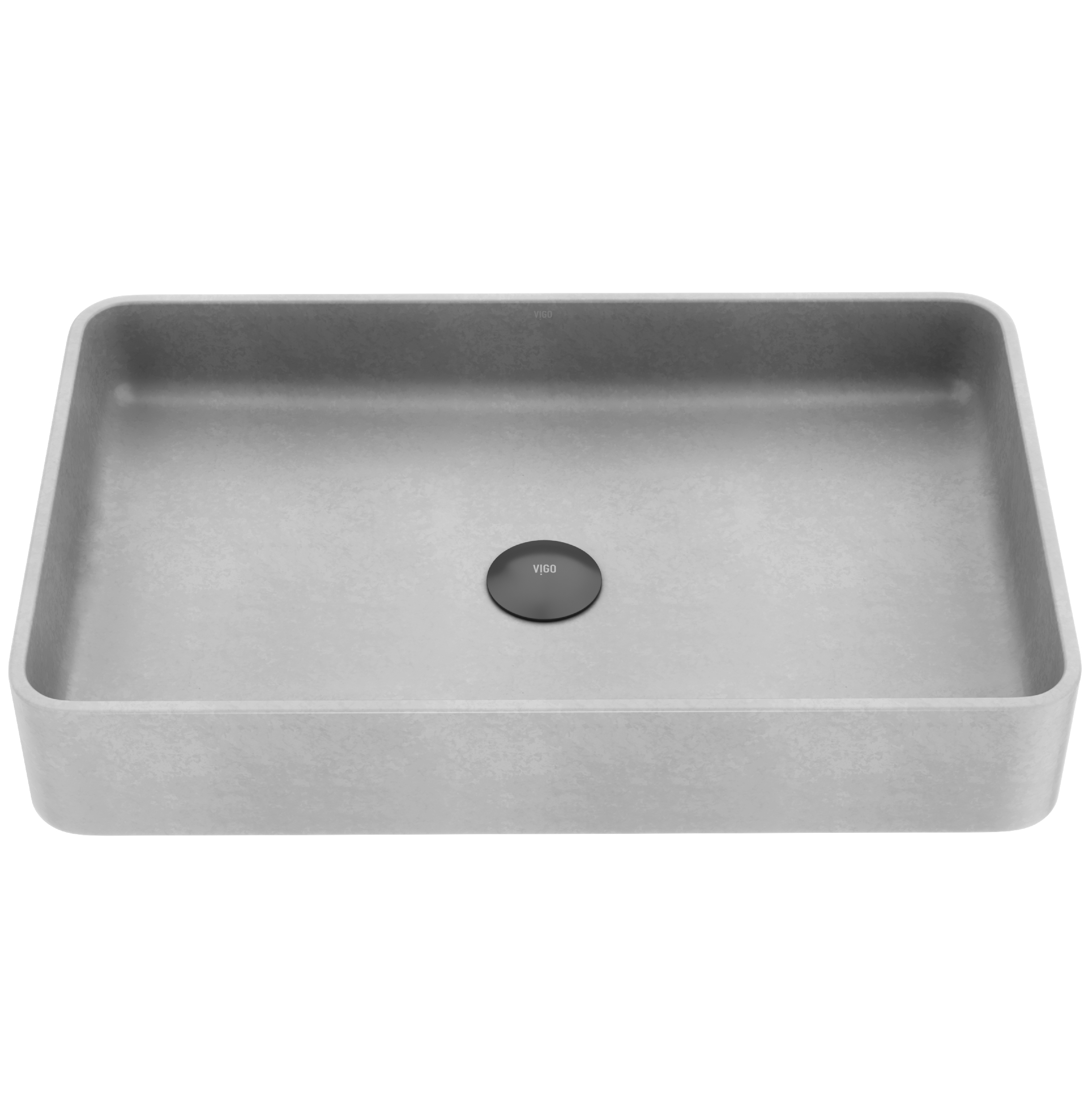 Basilica Gothic Gray Concreto Stone 23 in. L x 14 in. W x 4 in. H Rectangular Vessel Bathroom Sink