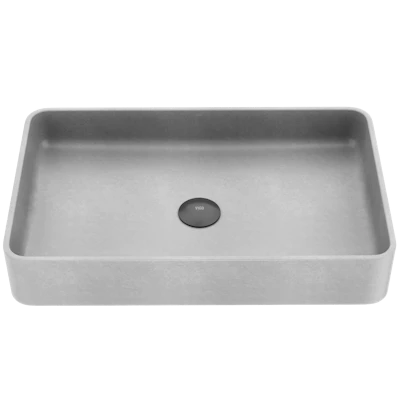 Basilica Gothic Gray Concreto Stone 23 in. L x 14 in. W x 4 in. H Rectangular Vessel Bathroom Sink