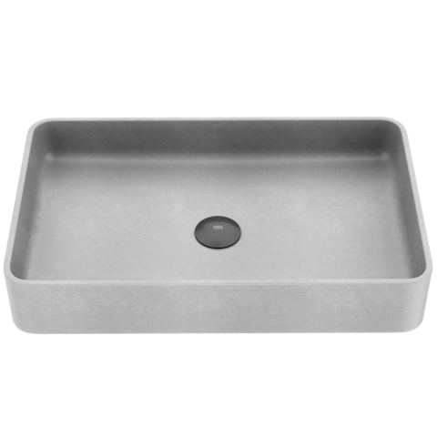Basilica Gothic Gray Concreto Stone 23 in. L x 14 in. W x 4 in. H Rectangular Vessel Bathroom Sink - image 1 - other
