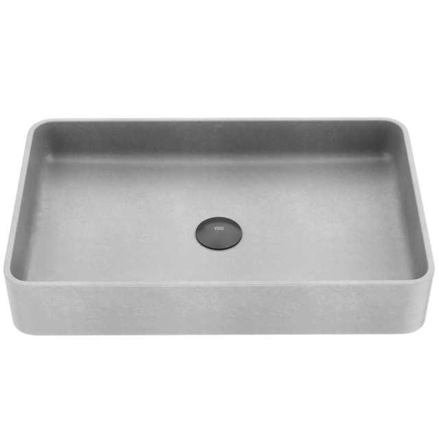 Basilica Gothic Gray Concreto Stone 23 in. L x 14 in. W x 4 in. H Rectangular Vessel Bathroom Sink - image 1 - other