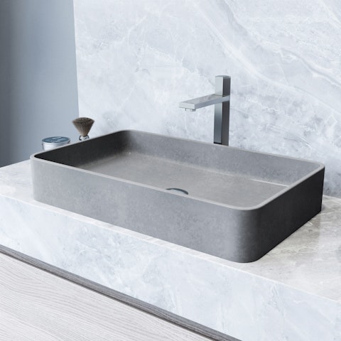 Basilica Gothic Gray Concreto Stone 23 in. L x 14 in. W x 4 in. H Rectangular Vessel Bathroom Sink - image 11 - other