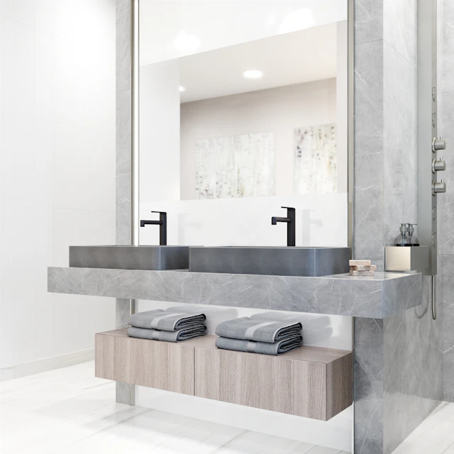 Basilica Gothic Gray Concreto Stone 23 in. L x 14 in. W x 4 in. H Rectangular Vessel Bathroom Sink - angle 4 - other
