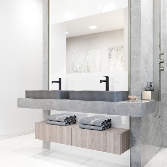 Basilica Gothic Gray Concreto Stone 23 in. L x 14 in. W x 4 in. H Rectangular Vessel Bathroom Sink - image 4 - other