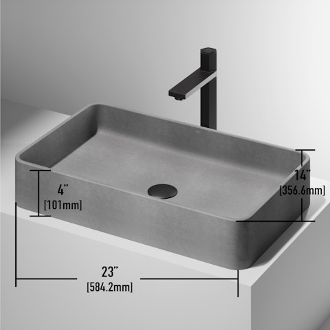 Basilica Gothic Gray Concreto Stone 23 in. L x 14 in. W x 4 in. H Rectangular Vessel Bathroom Sink - image 5 - other