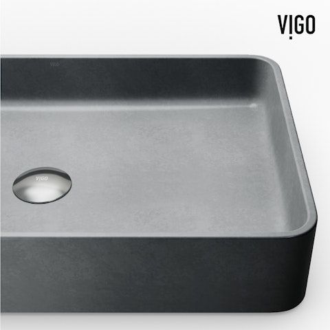 Basilica Gothic Gray Concreto Stone 23 in. L x 14 in. W x 4 in. H Rectangular Vessel Bathroom Sink - image 7 - other
