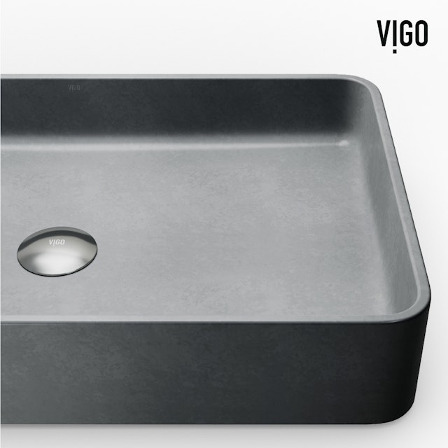 Basilica Gothic Gray Concreto Stone 23 in. L x 14 in. W x 4 in. H Rectangular Vessel Bathroom Sink - image 7 - other