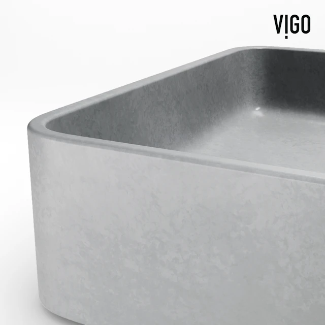 Basilica Gothic Gray Concreto Stone 23 in. L x 14 in. W x 4 in. H Rectangular Vessel Bathroom Sink - angle 8 - other