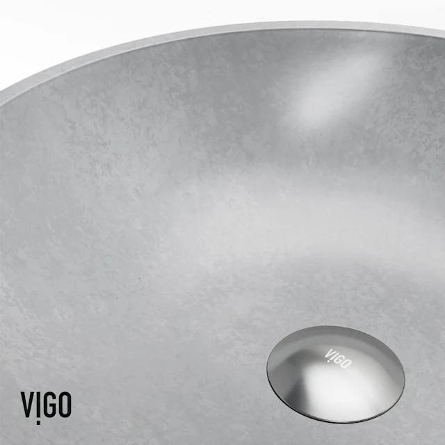 Ravenna Gothic Gray Concreto Stone 16 in. L x 16 in. W x 5 in. H Round Vessel Bathroom Sink - angle 10 - other