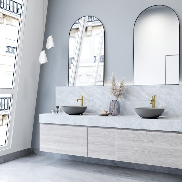 Ravenna Gothic Gray Concreto Stone 16 in. L x 16 in. W x 5 in. H Round Vessel Bathroom Sink - image 2 - other