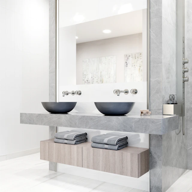 Ravenna Gothic Gray Concreto Stone 16 in. L x 16 in. W x 5 in. H Round Vessel Bathroom Sink - angle 4 - other