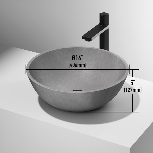 Ravenna Gothic Gray Concreto Stone 16 in. L x 16 in. W x 5 in. H Round Vessel Bathroom Sink - image 5 - other