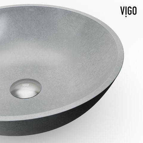 Ravenna Gothic Gray Concreto Stone 16 in. L x 16 in. W x 5 in. H Round Vessel Bathroom Sink - image 7 - other