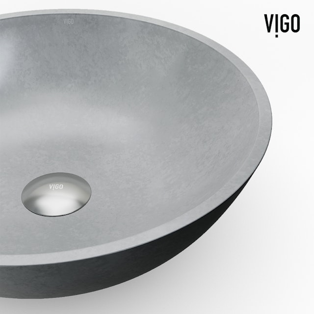 Ravenna Gothic Gray Concreto Stone 16 in. L x 16 in. W x 5 in. H Round Vessel Bathroom Sink - image 7 - other