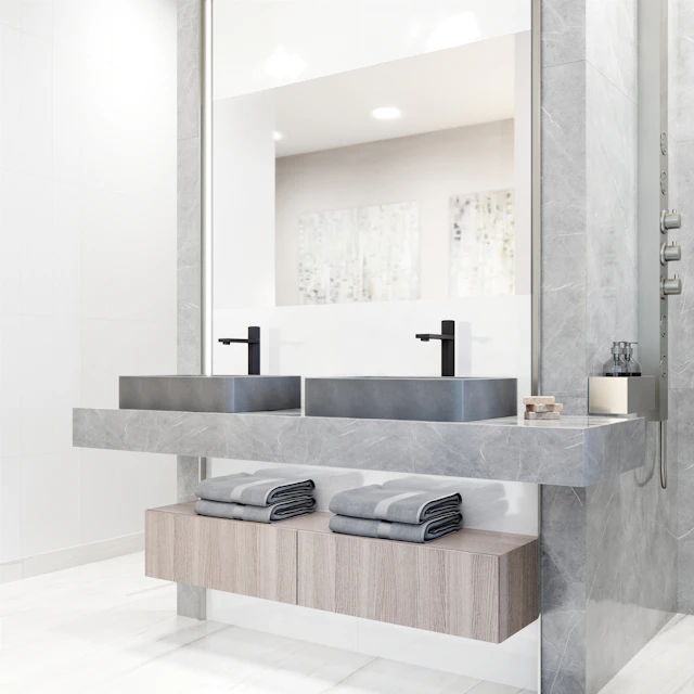 Tarragona Gothic Gray Concreto Stone 19 in. L x 14 in. W x 4 in. H Rectangular Vessel Bathroom Sink - angle 4 - other