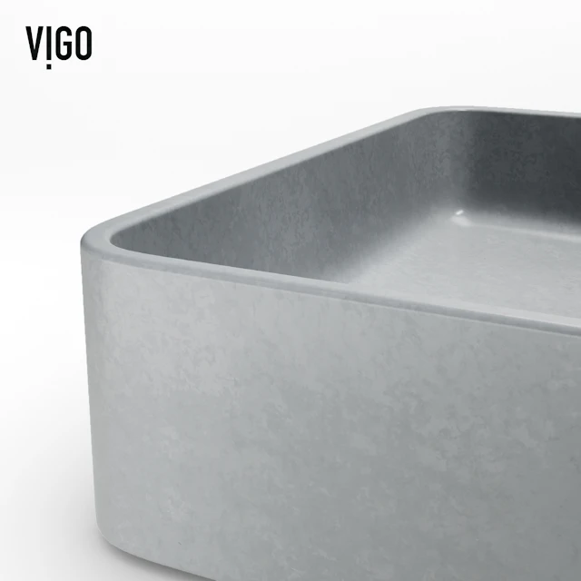 Tarragona Gothic Gray Concreto Stone 19 in. L x 14 in. W x 4 in. H Rectangular Vessel Bathroom Sink - angle 8 - other