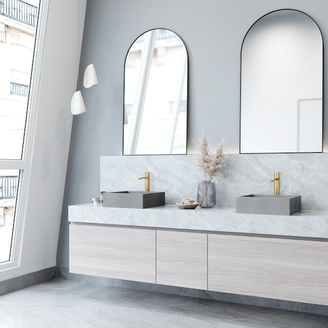 Alhambra Gothic Gray Concreto Stone 15 in. L x 15 in. W x 5 in. H Square Vessel Bathroom Sink - image 2 - other