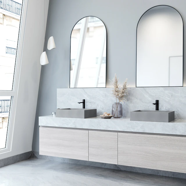 Coca Gothic Gray Concreto Stone 19 in. L x 15 in. W x 5 in. H Rectangular Vessel Bathroom Sink - angle 2 - other