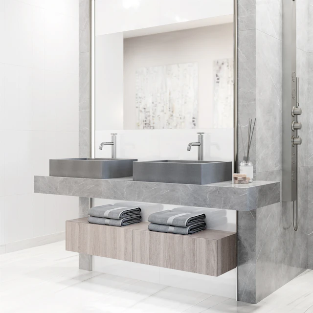 Coca Gothic Gray Concreto Stone 19 in. L x 15 in. W x 5 in. H Rectangular Vessel Bathroom Sink - angle 4 - other