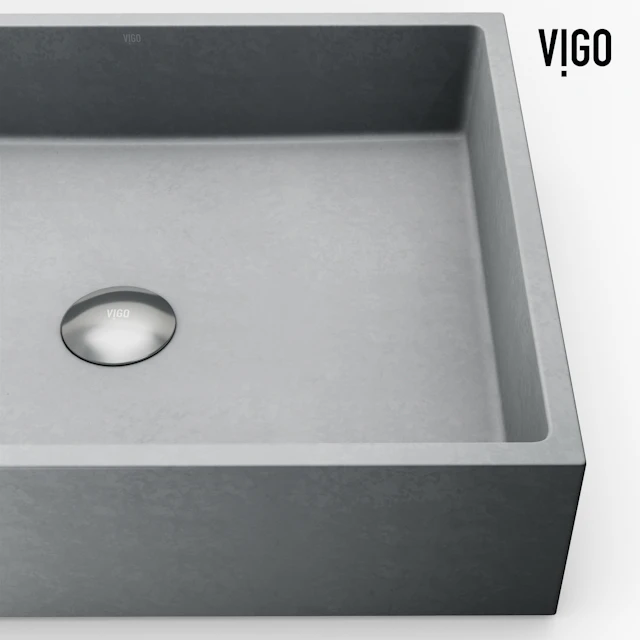 Coca Gothic Gray Concreto Stone 19 in. L x 15 in. W x 5 in. H Rectangular Vessel Bathroom Sink - angle 7 - other