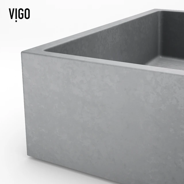 Coca Gothic Gray Concreto Stone 19 in. L x 15 in. W x 5 in. H Rectangular Vessel Bathroom Sink - angle 8 - other