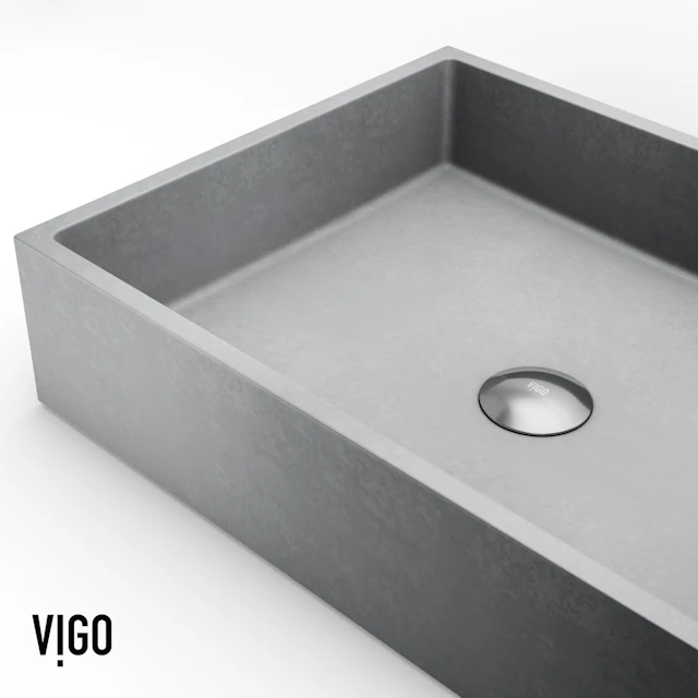 Coca Gothic Gray Concreto Stone 19 in. L x 15 in. W x 5 in. H Rectangular Vessel Bathroom Sink - angle 9 - other