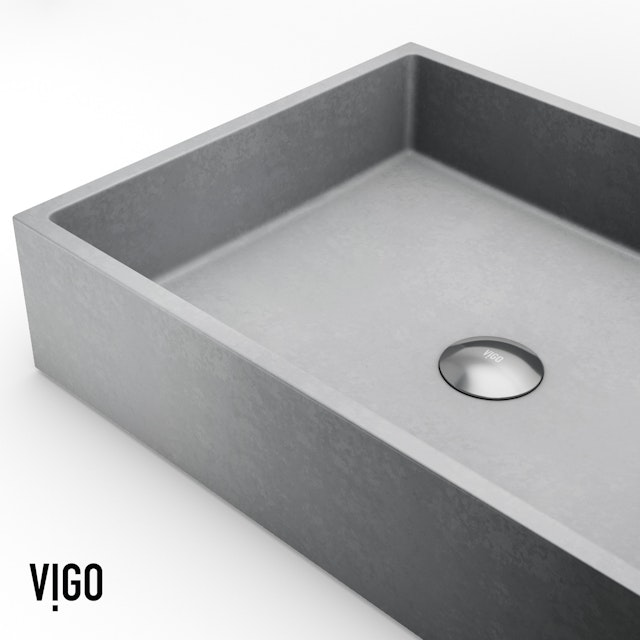 Coca Gothic Gray Concreto Stone 19 in. L x 15 in. W x 5 in. H Rectangular Vessel Bathroom Sink - image 9 - other