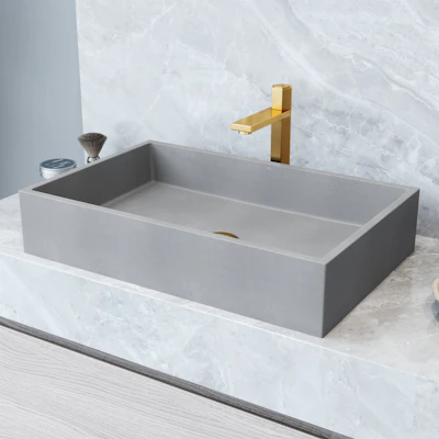 Orvieto Gothic Gray Concreto Stone 24-in. L x 15-in. W x 5 in. H Rectangular Vessel Bathroom Sink