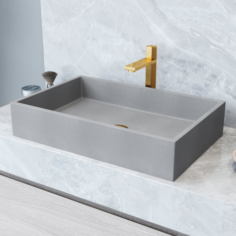 Orvieto Gothic Gray Concreto Stone 24-in. L x 15-in. W x 5 in. H Rectangular Vessel Bathroom Sink - image 1 - other