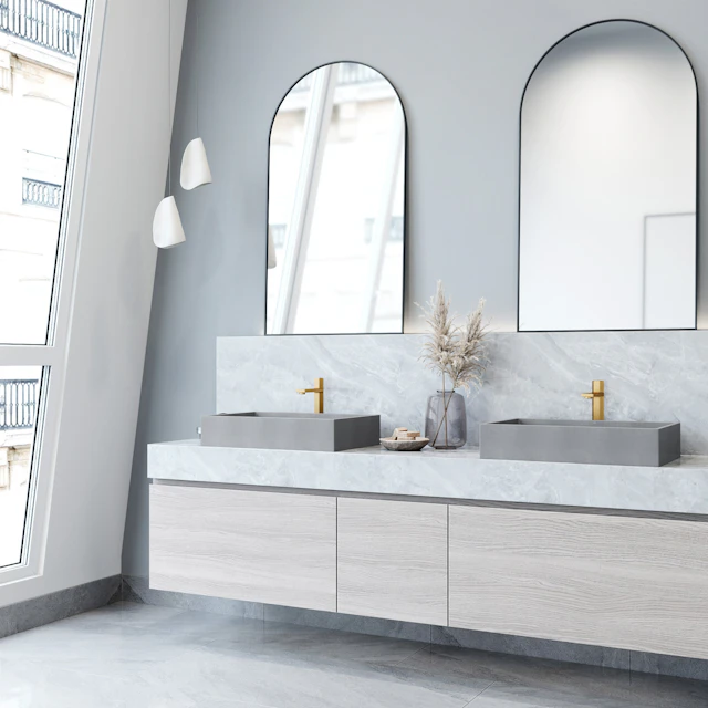 Orvieto Gothic Gray Concreto Stone 24-in. L x 15-in. W x 5 in. H Rectangular Vessel Bathroom Sink - angle 2 - other